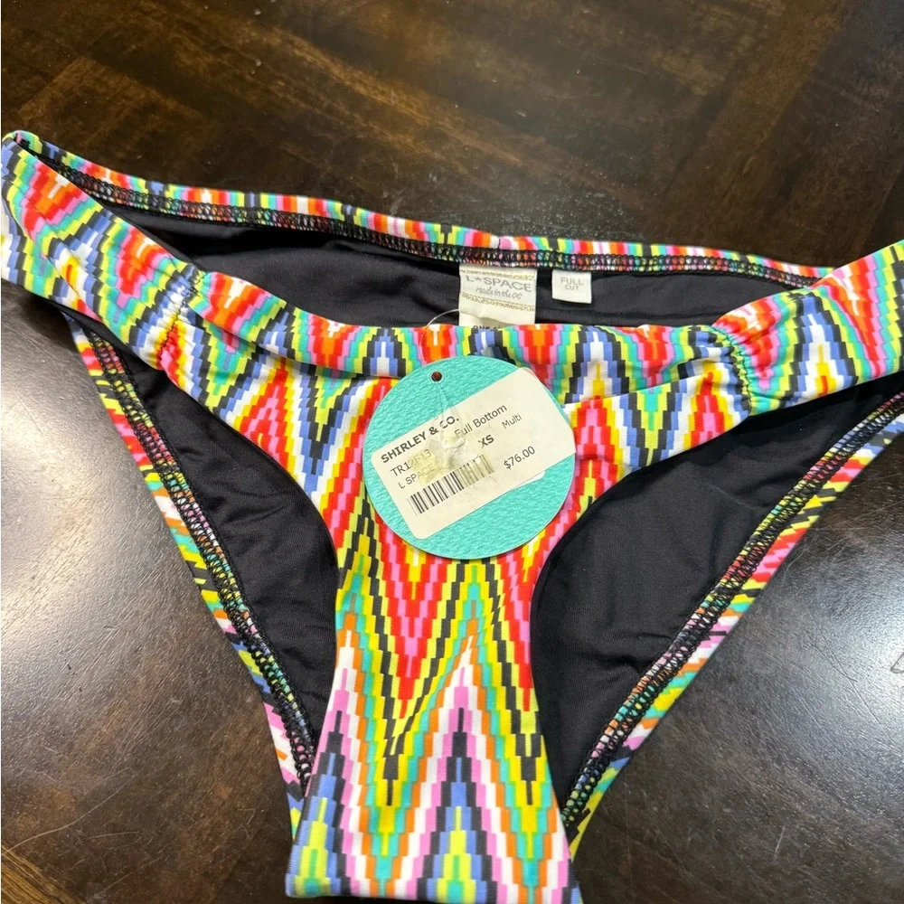 L*Space Red and Pink Bikini Swimwear Size XS Full Cut